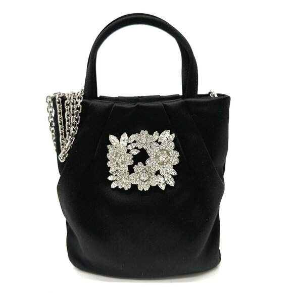 ROGER VIVIER RBWANVK0000RS0B999 Draped Pocket Bouquet Strass Micro 2WAY Hand Bag - Picture 1 of 12